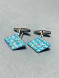 One Of The Best Vintage Native American Turquoise Sterling Silver Cufflinks-Nativo Arts