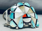 Chief!! Important Vintage Native American Zuni Inlay Sterling Silver Bracelet-Nativo Arts