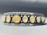 Amazing Vintage Native American Navajo Yellow Pearl Sterling Silver Bracelet-Nativo Arts