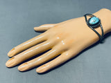 Unrivaled Vintage Native American Navajo Pilot Mountain Turquoise Sterling Silver Bracelet-Nativo Arts