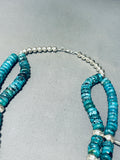 198 Grams Native American Navajo Turquoise Sterling Silver Squahs Blossom Necklace-Nativo Arts