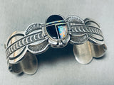 Heavy Thick Vintage Native American Navajo Opal Sterling Silver Inlay Bracelet-Nativo Arts