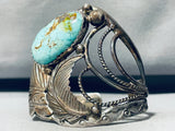 One Of The Coolest Vintage Native American Navajo Turquoise Sterling Silver Leaf Bracelet-Nativo Arts