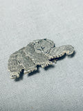 Fred Charley Grizzlybear Vintage Native American Navajo Sterling Silver Pin-Nativo Arts