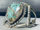 Coffee Bean Silver Work! Vintage Native American Navajo Spiderweb Turquoise Sterling Bracelet-Nativo Arts