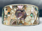 One Of The Most Detailed Vintage Southwest Shell Inlay Sterling Silver Bracelet-Nativo Arts
