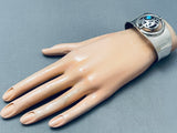 Two Sided Rotating Vintage Native American Navajo Turquoise Inlay Sterling Silver Bracelet-Nativo Arts