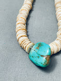 Chunky Watermelon Shell Vintage Navajo Turquoise Sterling Silver Necklace Old