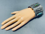 Hypnotic Native American Navajo 3 Royston Turquoise 2 Silver Gekkos Colossal Bracelet-Nativo Arts