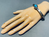 One Of The Best Vintage Native American Navajo Signed Morenci Turquoise Sterling Silver Cuff-Nativo Arts