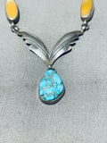Carlin Turquoise!! Vintage Native American Navajo Sterling Silver Wings Necklace-Nativo Arts