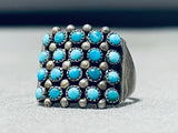 One Of A Kind Vintage Native American Navajo Blue Gem Turquoise Sterling Silver Ring-Nativo Arts