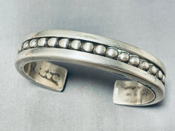 Important Thick Jimmie King Jr Vintage Native American Navajo Sterling Silver Bracelet-Nativo Arts