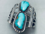 Heavy 98 Grams Vintage Native American Navajo Turquoise Sterling Silver Bracelet-Nativo Arts