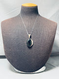 Unforgettable Vintage Native American Navajo Black Onyx Sterling Silver Necklace-Nativo Arts