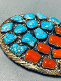 Chunky Stones!! Vintage Native American Navajo Sterling Silver Turquoise Buckle-Nativo Arts