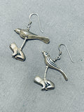 Adorable Vintage Native American Navajo Sterling Silver Bird Frog Earrings-Nativo Arts