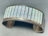 Excellent Native American Zuni Signed Inlay Synthetic Opal Sterling Silver Bracelet-Nativo Arts