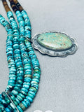 Mind Boggling Native American Navajo Turquoise Sterling Silver Heishi Necklace-Nativo Arts