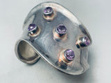 Huge Vintage Southwest Amethyst Sterling Silver Bracelet-Nativo Arts