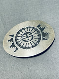 Signed Vintage Native American Navajo Sterling Silver Sunface Pin-Nativo Arts