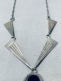 Dropdead Gorgeous Vintage Native American Navajo Onyx Sterling Silver Necklace-Nativo Arts
