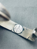 Del Vandever Vintage Native American Navajo Inlay Sterling Silver Feather Bracelet-Nativo Arts
