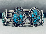 Gorgeous Vintage Native American Navajo Seafoam Turquoise Sterling Silver Bracelet-Nativo Arts