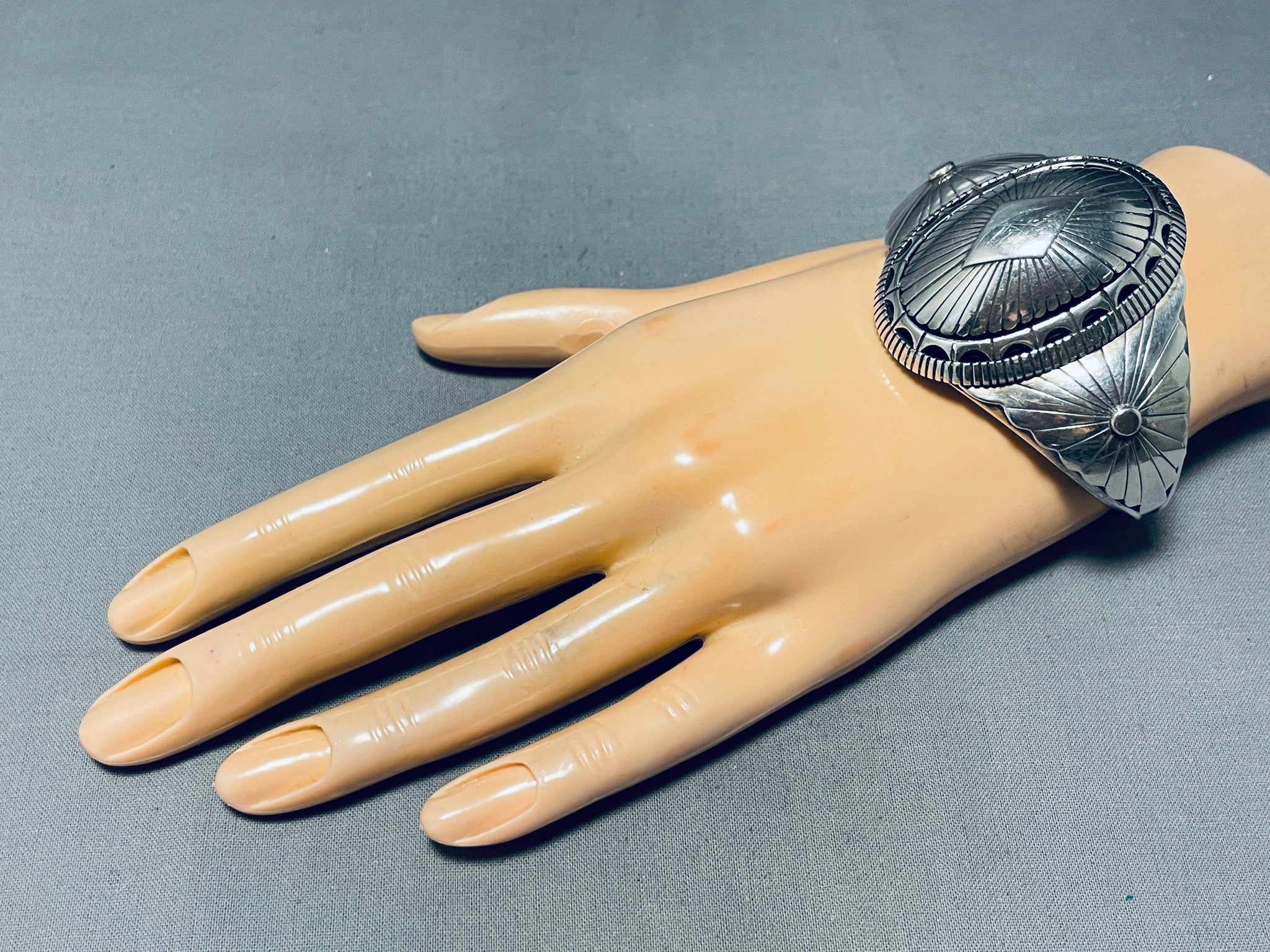 Tom Lewis Vintage Native American Navajo Sterling Silver Flank