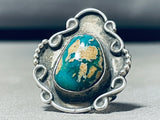 Very Early Royston Turquoise!! Vintage Native American Navajo Sterling Silver Ring-Nativo Arts