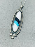 Impressive Vintage Native American Navajo Mother Of Pearl & Turquoise Sterling Silver Necklace-Nativo Arts