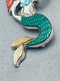 The Little Mermaid Vintage Native American Zuni Turquoise Inlay Pin Ariel-Nativo Arts