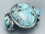151 Grams!! Old Vintage Native American Navajo Rare Basalt Turquoise Sterling Silver Bracelet-Nativo Arts