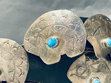 Signed Vintage Native American Navajo Bear Turquoise Sterling Silver Concho Belt-Nativo Arts