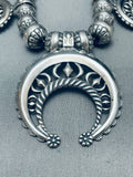 Fabulous Vintage Sturdy Sterling Silver Squash Blossom Necklace-Nativo Arts