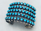 Towering Vintage Native American Navajo Teardrop Turquoise Sterling Silver Bracelet-Nativo Arts