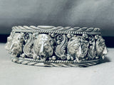 Symbolic Protection!! Bears Vintage Native American Navajo Sterling Silver Bracelet-Nativo Arts