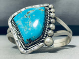 Astounding Vintage Native American Navajo Blue Gem Turquoise Sterling Silver Bracelet-Nativo Arts