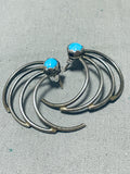 Marvelous Vintage Native American Navajo Sleeping Beauty Turquoise Sterling Silver Earrings-Nativo Arts