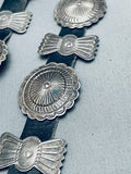 Hand Wrought Vintage Native American Navajo Sterling Silver Stamped Concho Belt-Nativo Arts