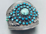 Glorious Vintage Southwest Eyes Of Turquoise Sterling Silver Bracelet-Nativo Arts