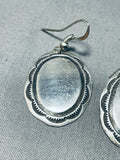 Dramatic Vintage Native American Navajo Sterling Silver Dangle Earrings-Nativo Arts