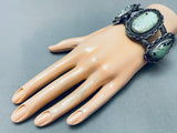 Museum Quality Vintage Native American Navajo Green Turquoise Sterling Silver Bracelet-Nativo Arts