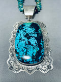 One Of The Biggest Best Native American Navajo Turquoise Sterling Silver Necklace-Nativo Arts