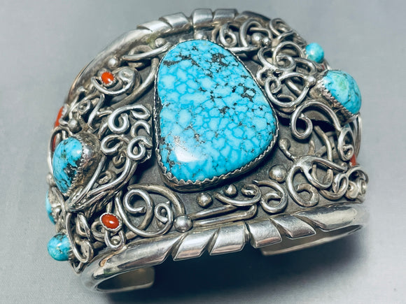 300 Gram Monster Mens Vintage Native American Navajo Turquoise Sterling Silver Bracelet-Nativo Arts