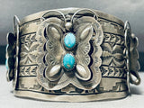 123 Gram Jaw Dropping Navajo Turquoise Sterling Silver Butterfly Bracelet-Nativo Arts