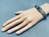 Important Lander Blue Turquoise Vintage Native American Navajo Sterling Silver Bracelet-Nativo Arts