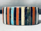 Smooth Surface Technique!! Vintage Navajo Turquoise Inlay Sterling Bracelet-Nativo Arts