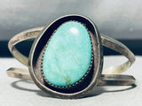 Sky Blue Turquoise Vintage Native American Navajo Sterling Silver Bracelet-Nativo Arts