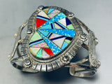 One Of The Coolest Vintage Native American Navajo Turquoise Opal Inlay Sterling Silver Bracelet-Nativo Arts